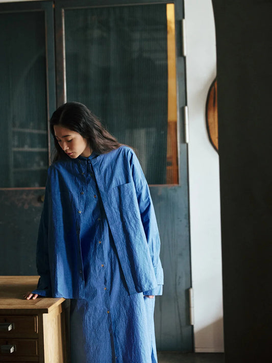 Double-Pocket Wide Shirt – Blue