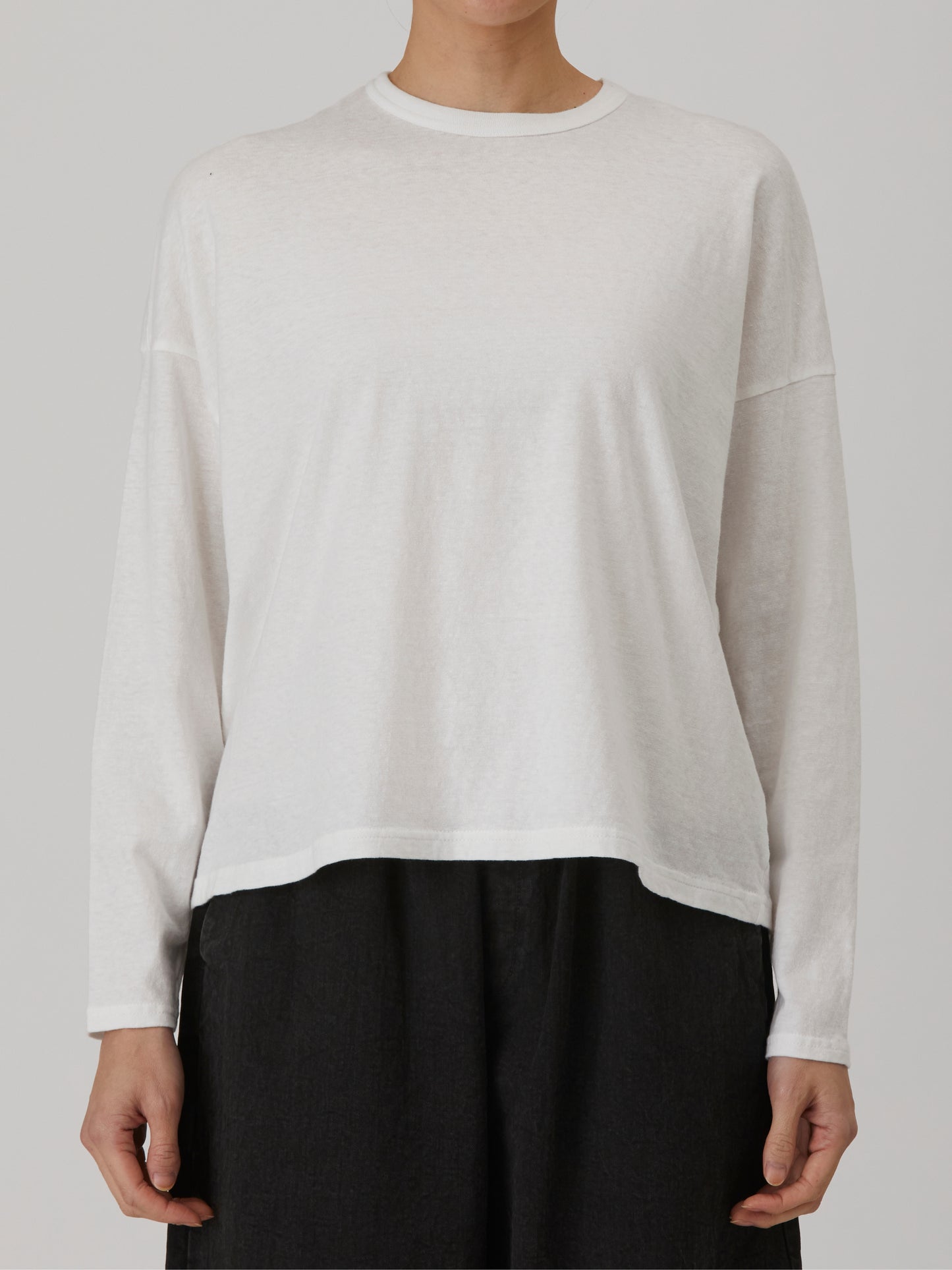 Recycle Jersey Long Sleeve Pullover - White