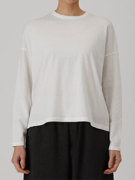 Recycle Jersey Long Sleeve Pullover - White