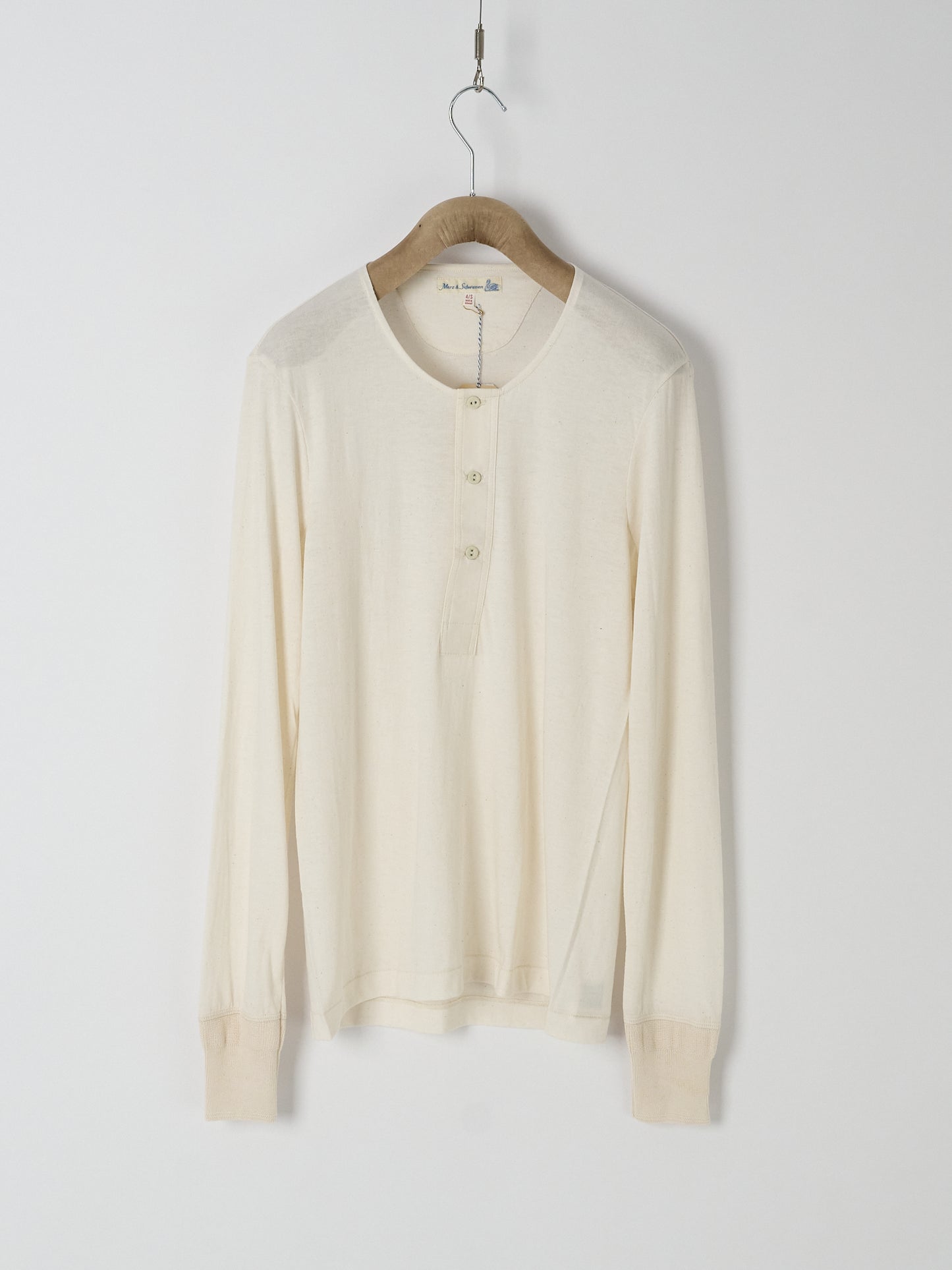 102 Loopwheeled Maco-Imit Long Sleeve Henley – Nature