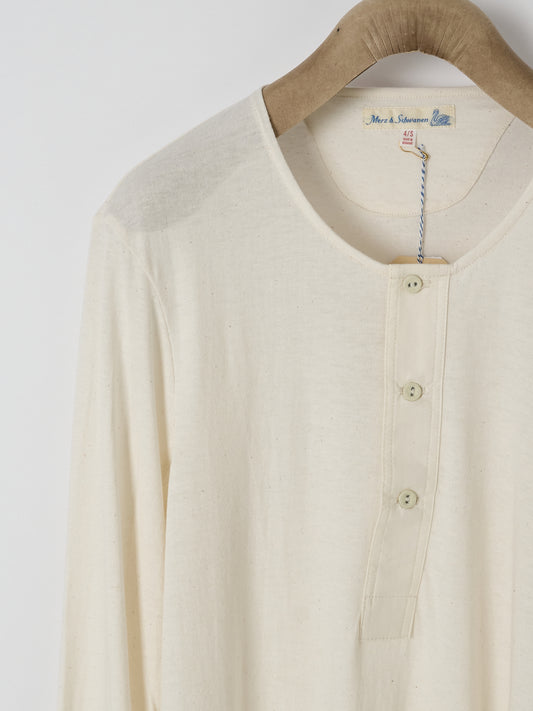 102 Loopwheeled Maco-Imit Long Sleeve Henley – Nature