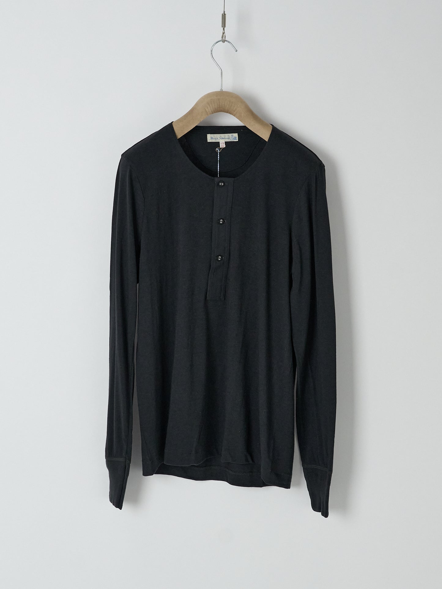 102 Loopwheeled Maco-Imit Long Sleeve Henley – Charcoal 98