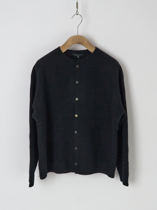 Fine Wool Crewneck Cardigan - Black