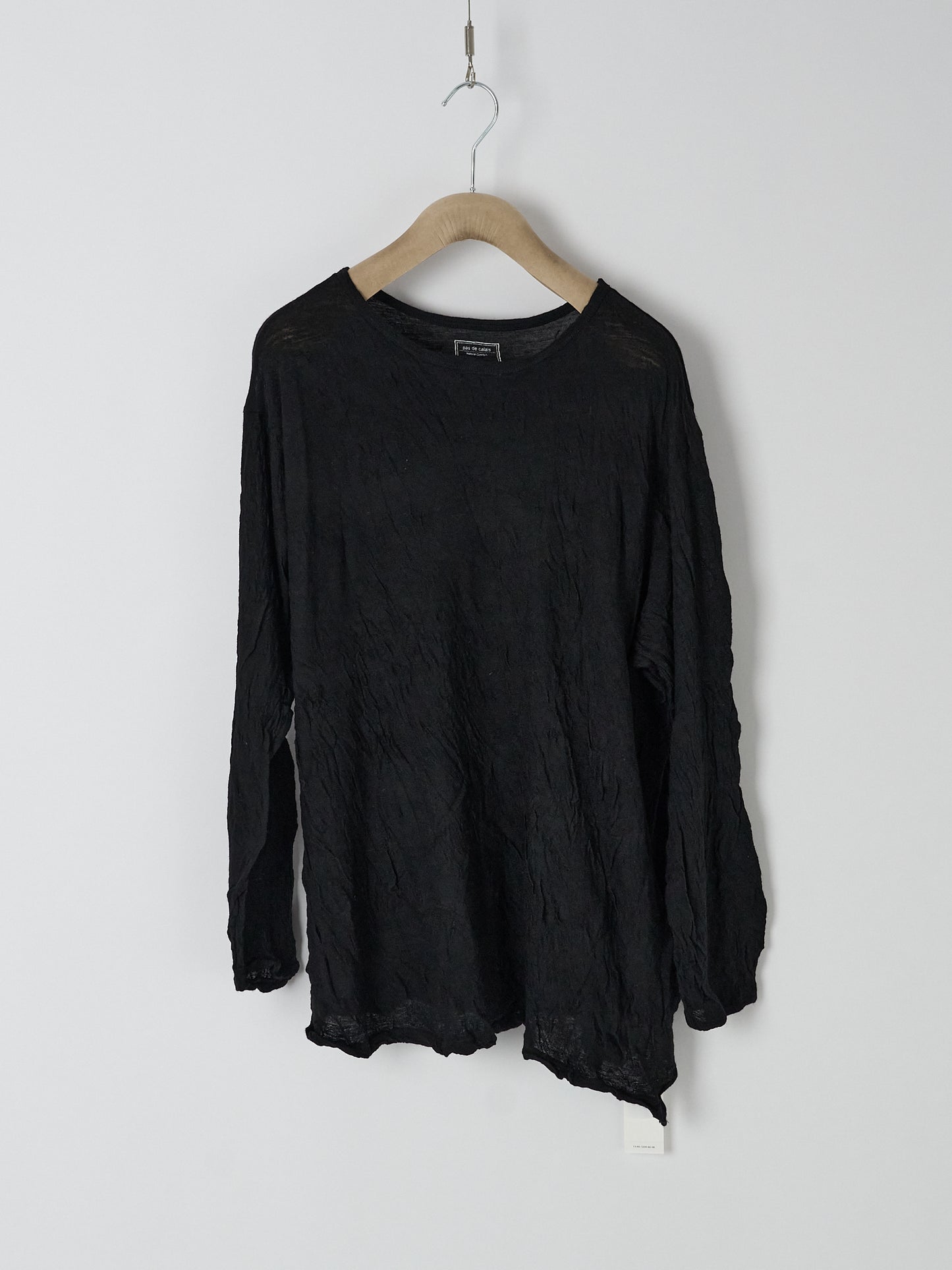 Crinkle-Finish Wool Gauze Jersey Crewneck Pullover - Black