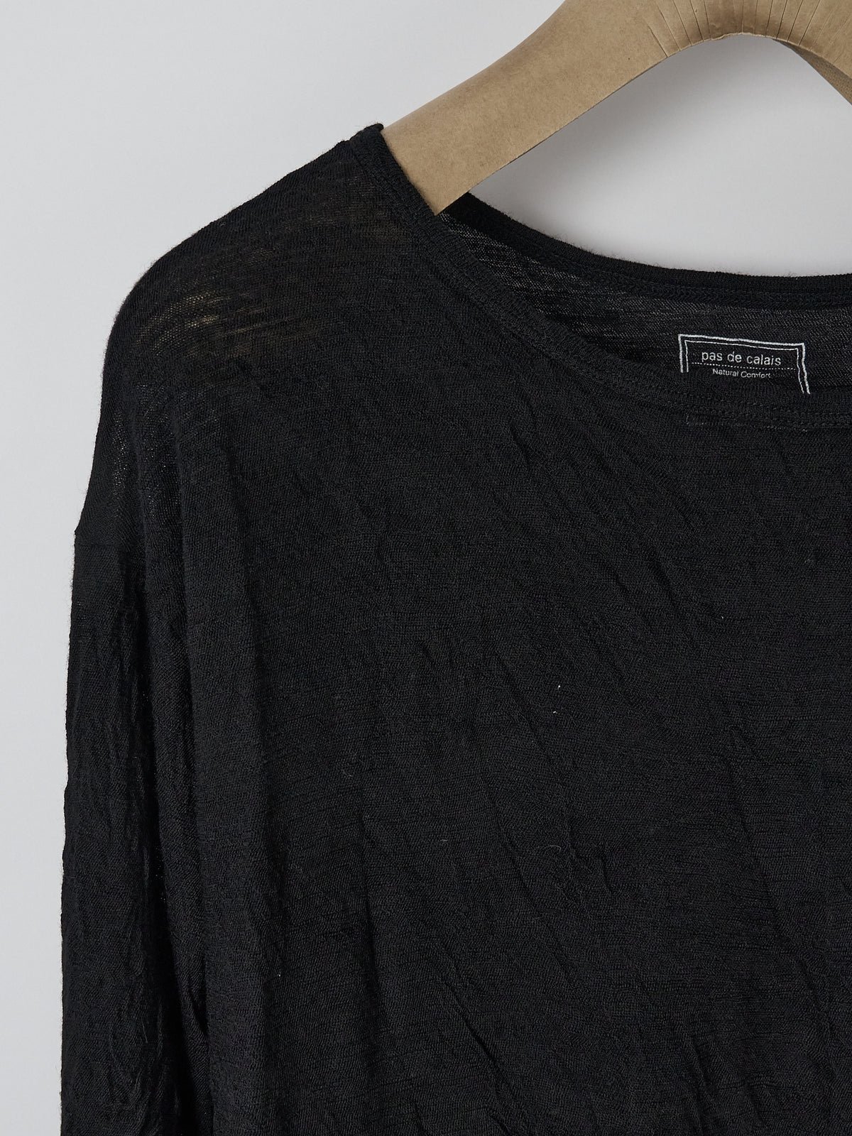 Crinkle-Finish Wool Gauze Jersey Crewneck Pullover - Black