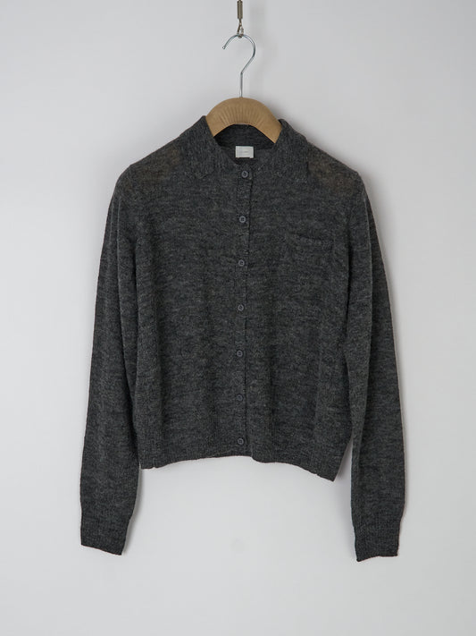 Polo Neck Longsleeve Cardigan - Grey