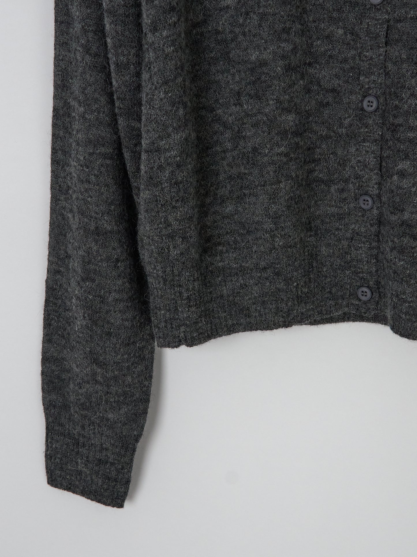 Polo Neck Longsleeve Cardigan - Grey