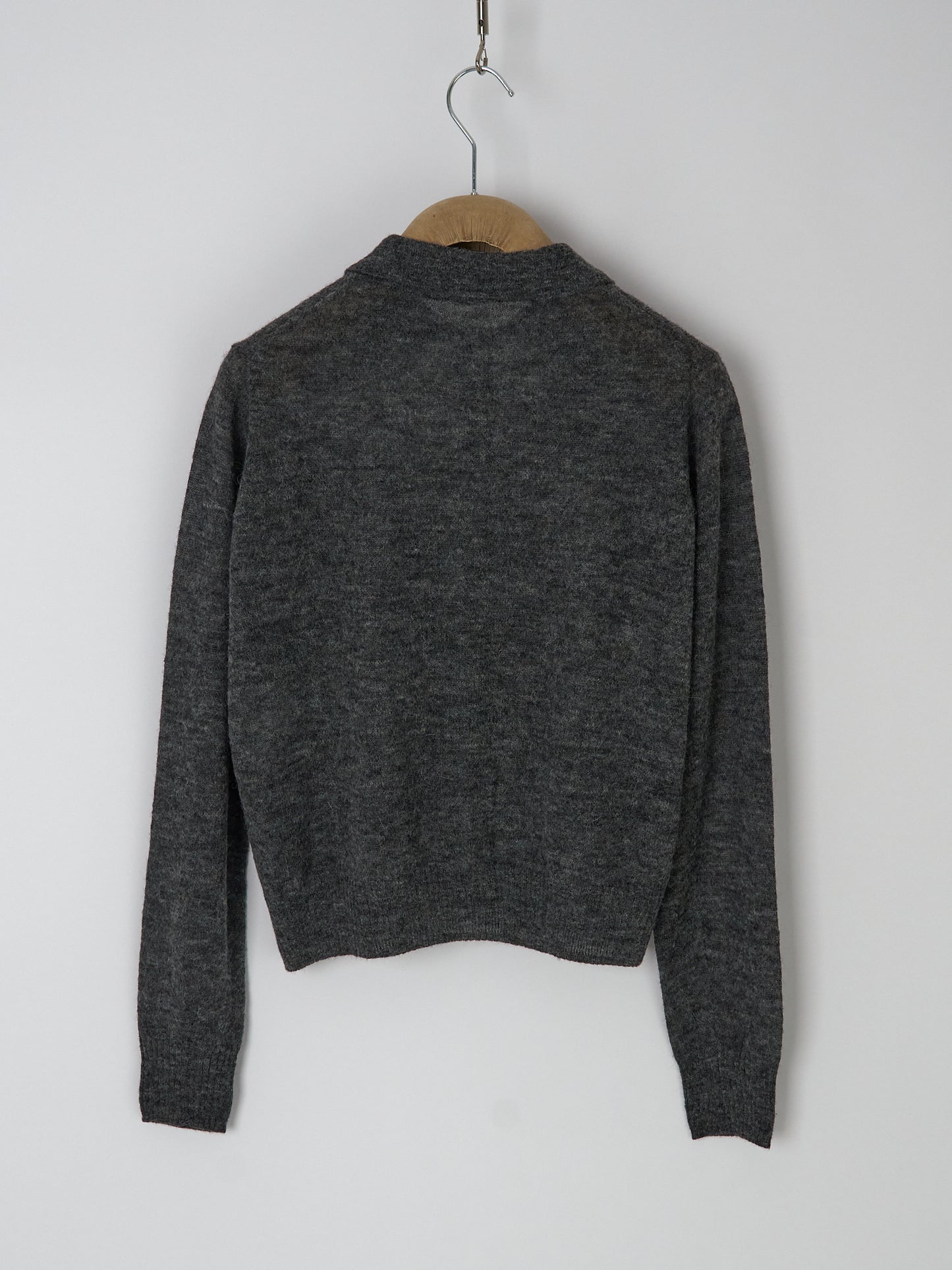 Polo Neck Longsleeve Cardigan - Grey