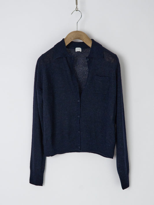 Polo Neck Longsleeve Cardigan - Navy