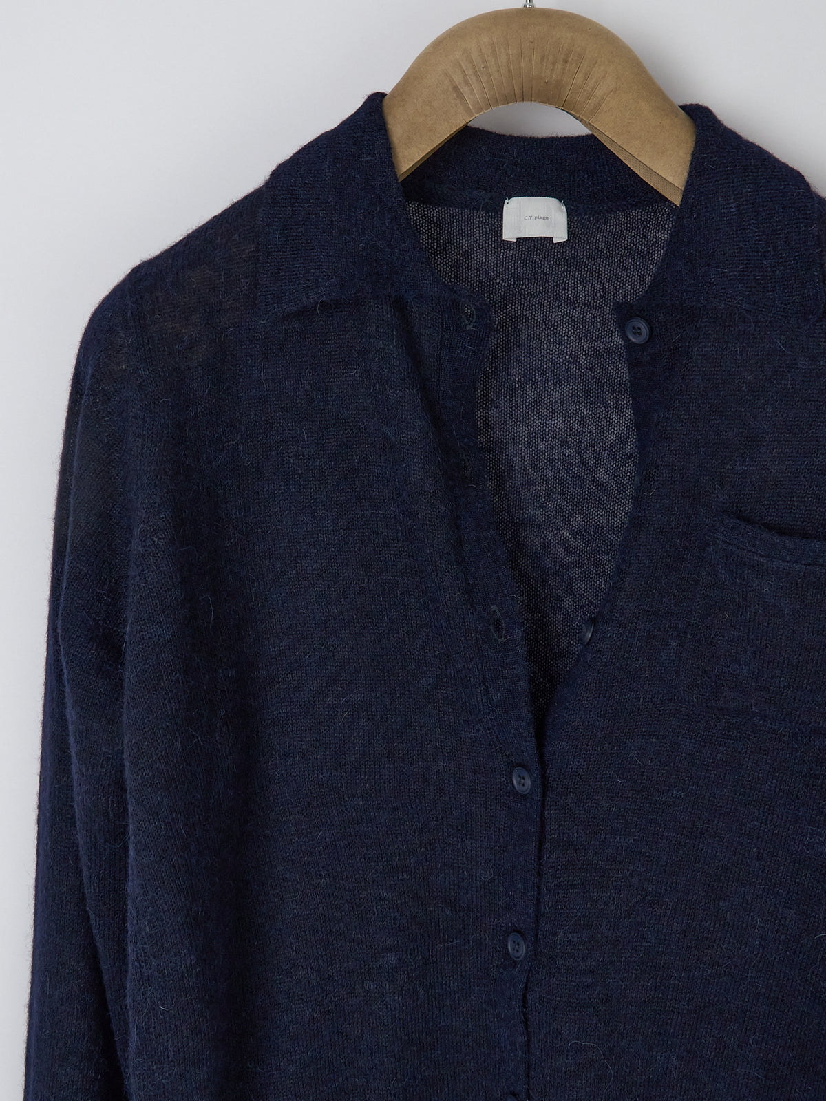 Polo Neck Longsleeve Cardigan - Navy