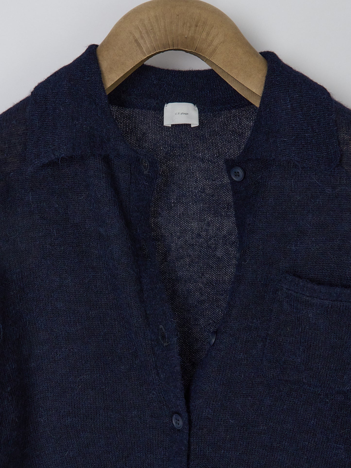 Polo Neck Longsleeve Cardigan - Navy