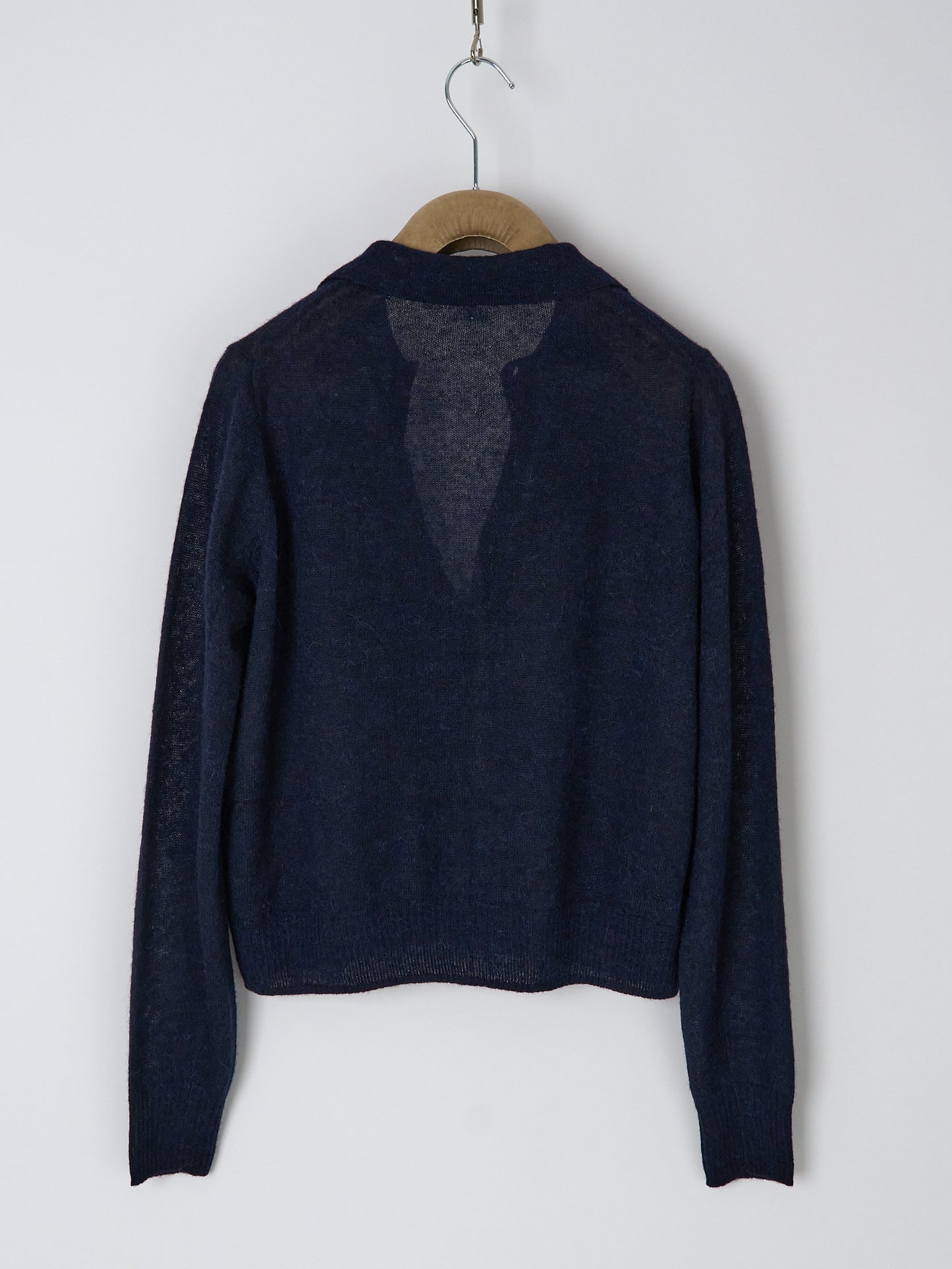 Polo Neck Longsleeve Cardigan - Navy