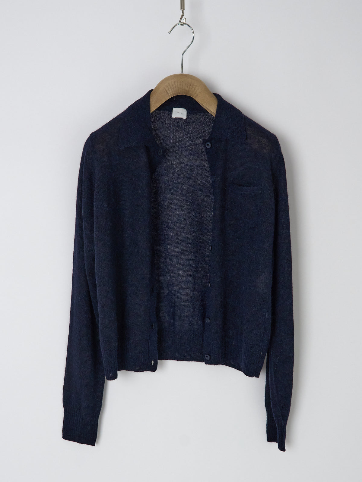 Polo Neck Longsleeve Cardigan - Navy