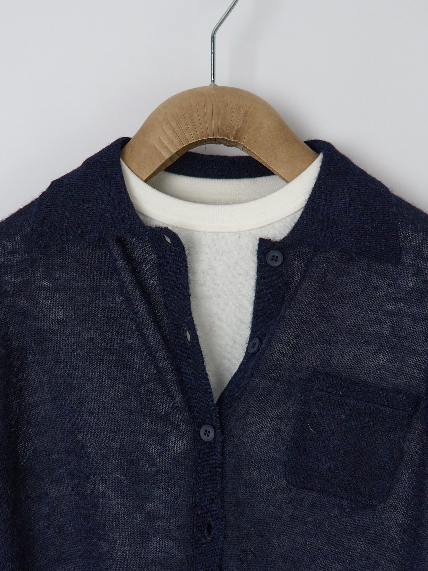 Polo Neck Longsleeve Cardigan - Navy