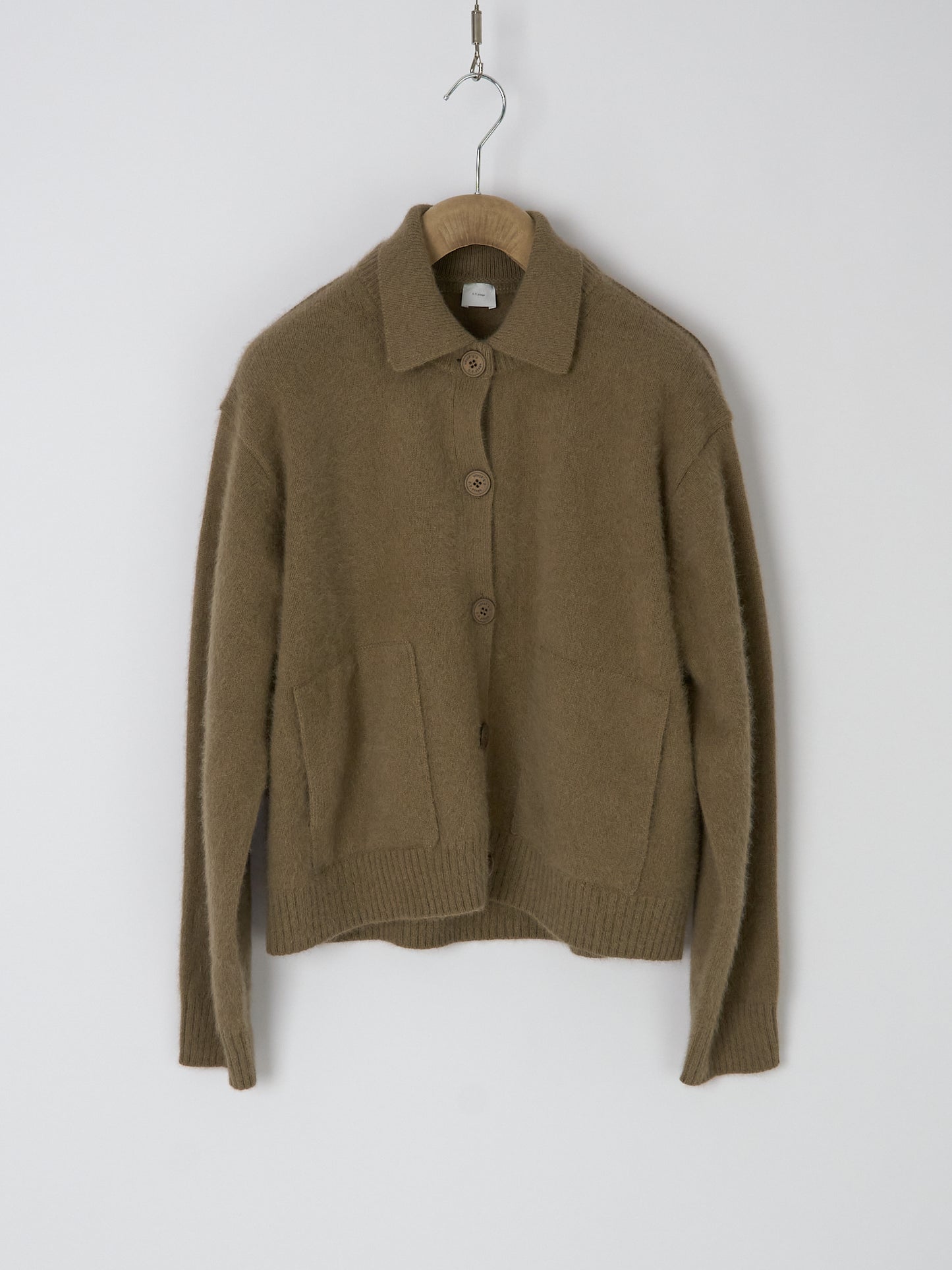 Polo Neck Longsleeve Cardigan - Camel