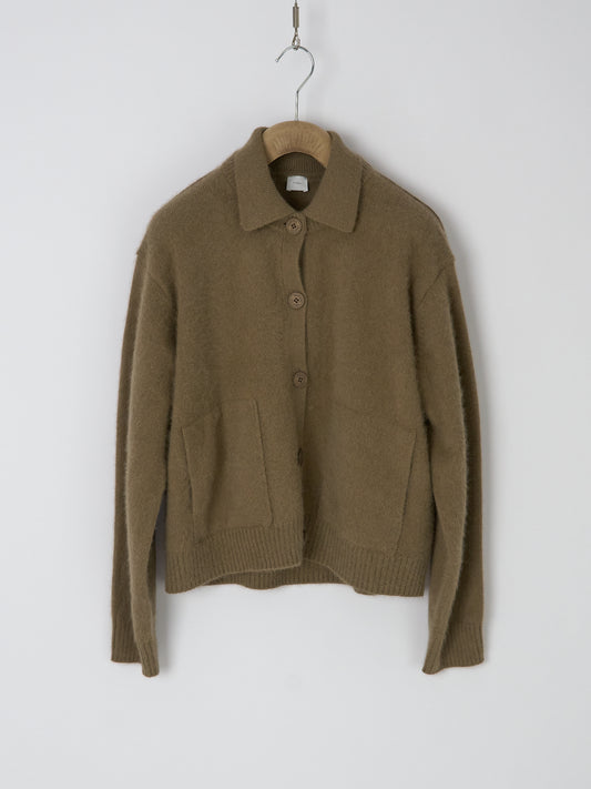 Polo Neck Longsleeve Cardigan - Camel