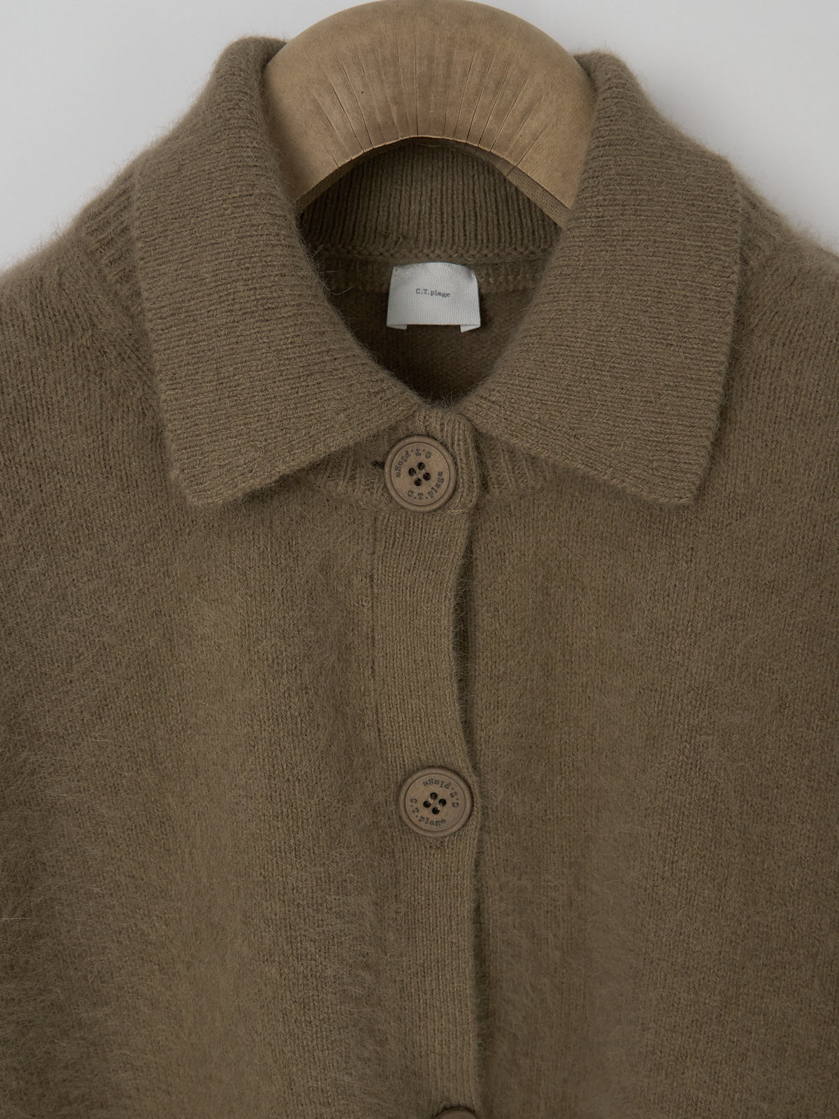Polo Neck Longsleeve Cardigan - Camel