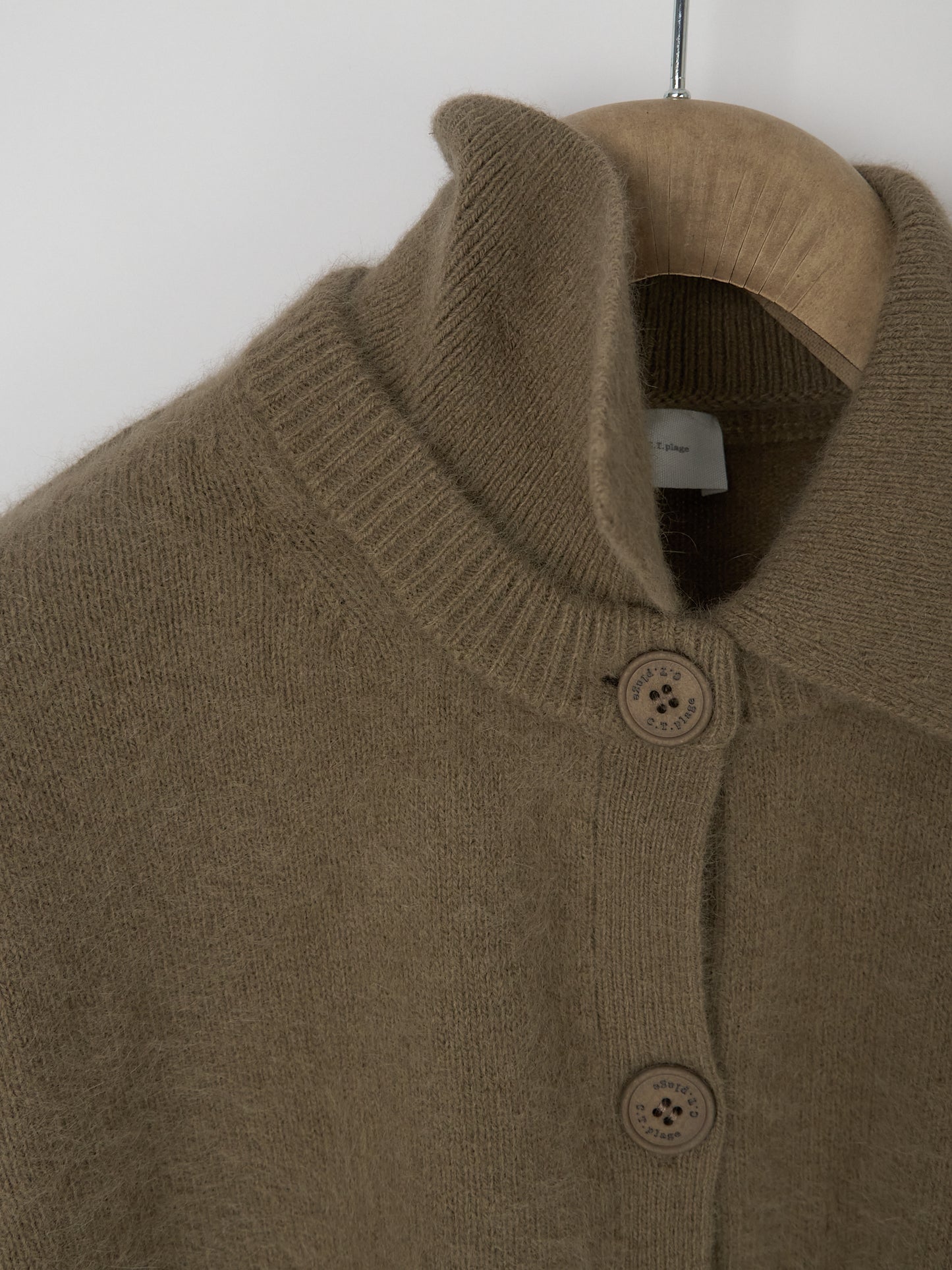 Polo Neck Longsleeve Cardigan - Camel