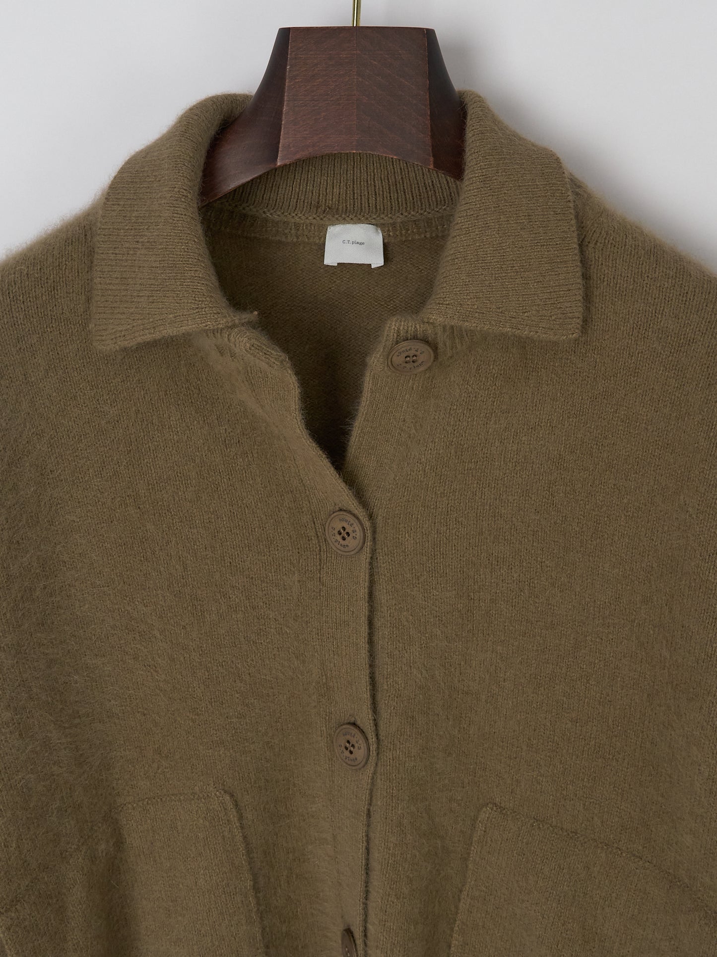 Polo Neck Longsleeve Cardigan - Camel