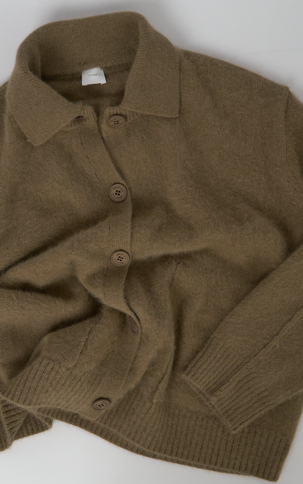 Polo Neck Longsleeve Cardigan - Camel