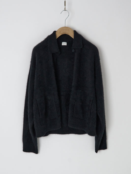Polo Neck Longsleeve Cardigan - Black
