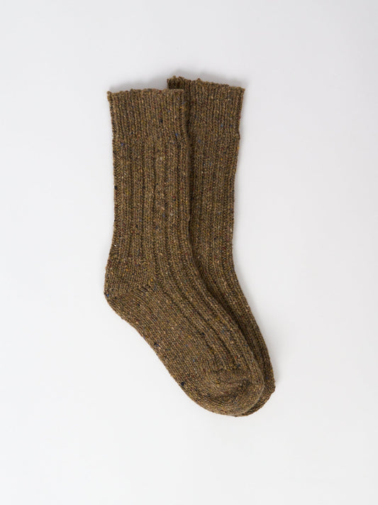 Fleck Irish Wool Socks - Olive