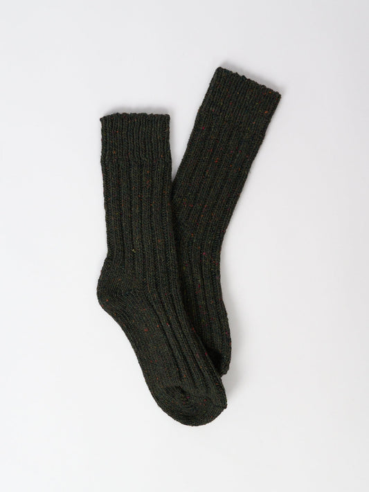 Fleck Irish Wool Socks - Forest Green