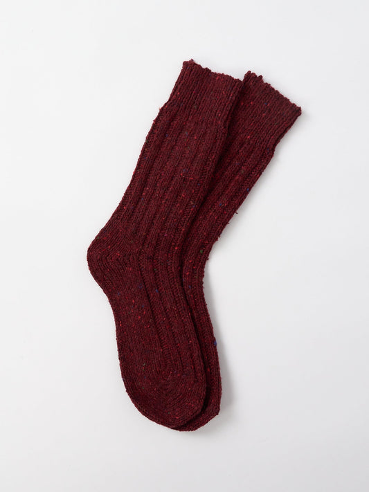 Fleck Irish Wool Socks - Burgundy