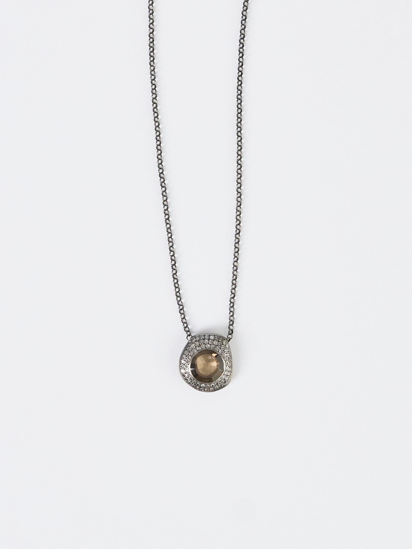 Rosa Maria Necklace – Icy Grey Diamonds & Smoky Quartz