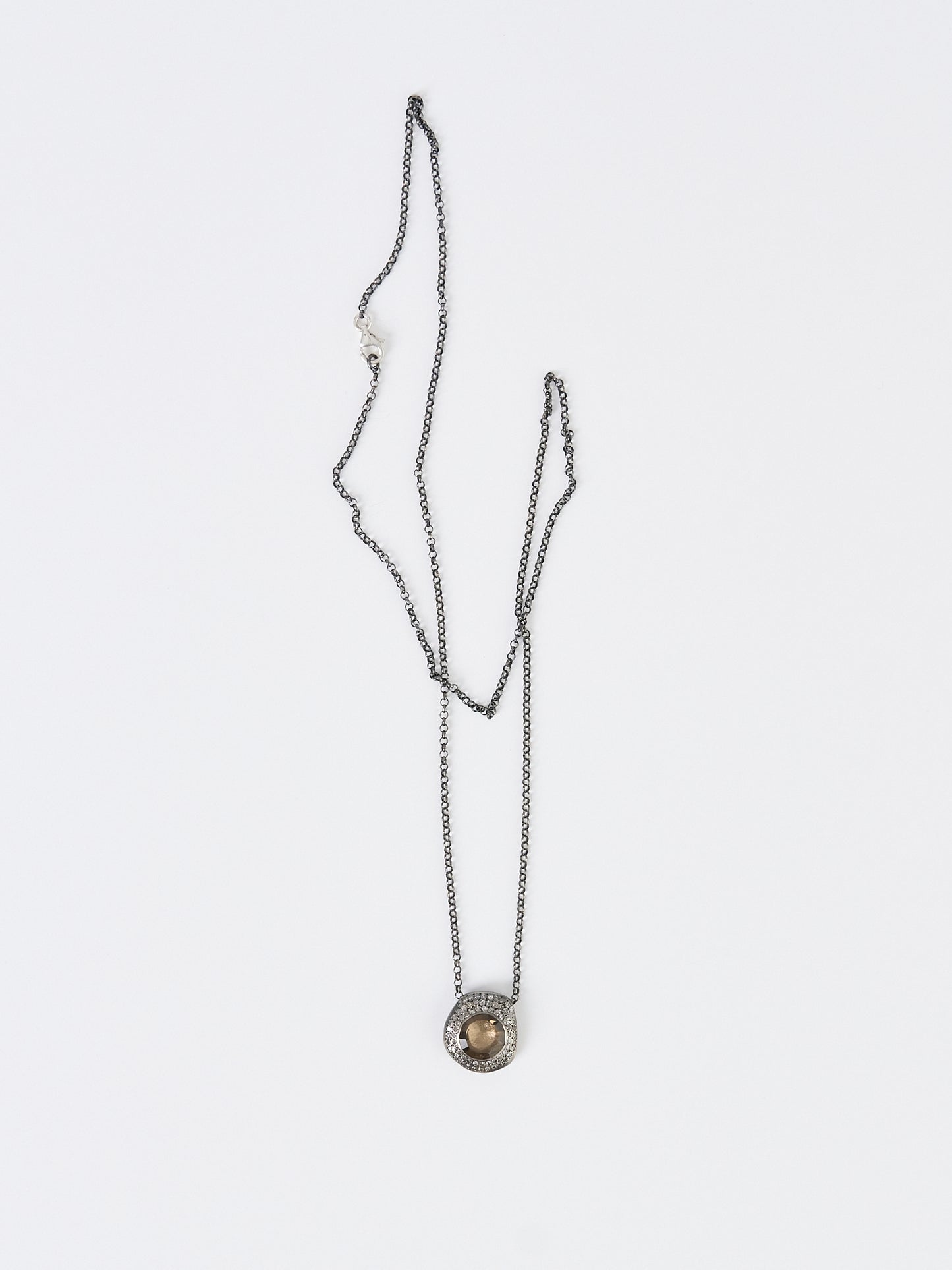 Rosa Maria Necklace – Icy Grey Diamonds & Smoky Quartz