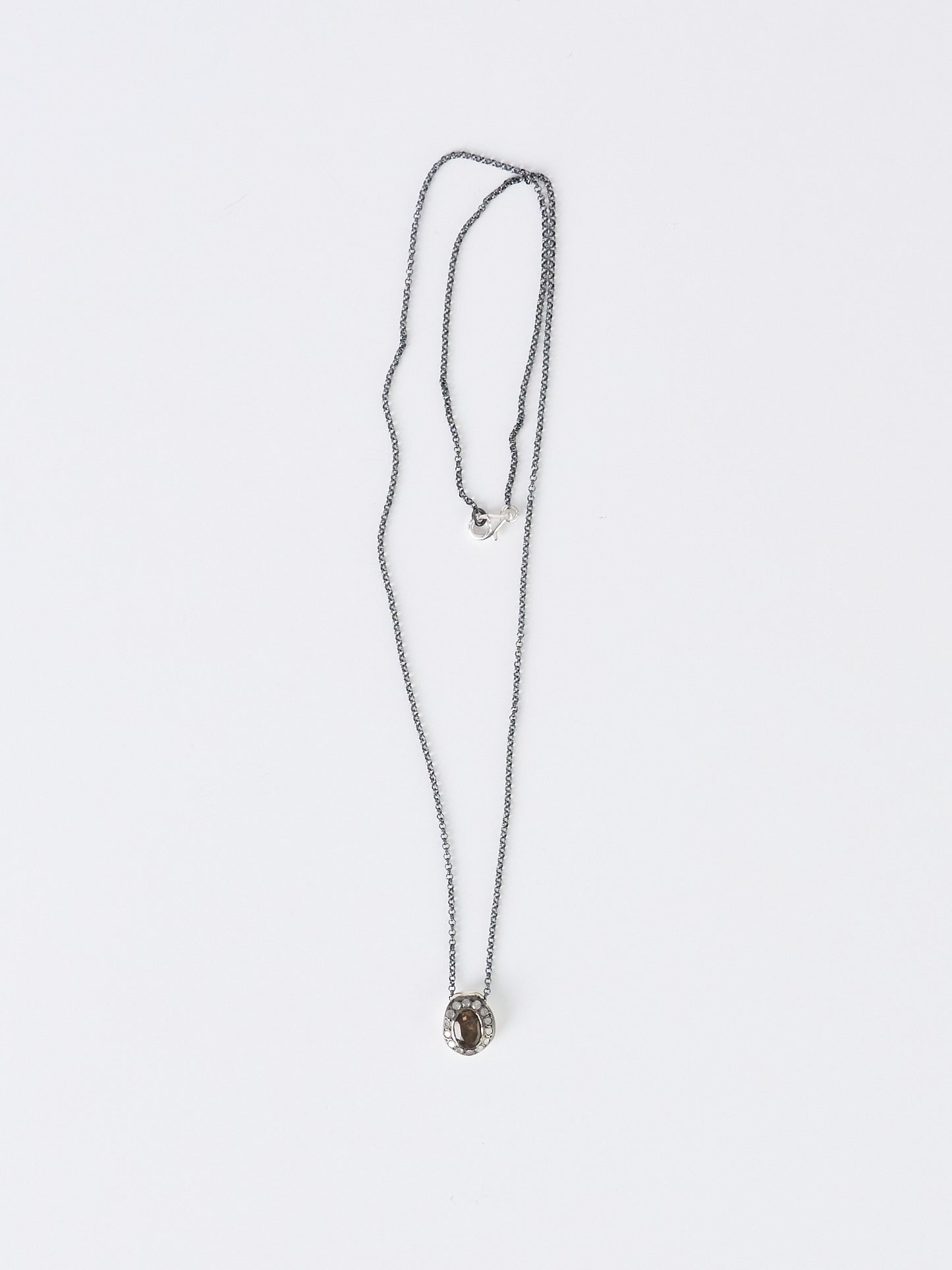 Rosa Maria Necklace – Icy Grey Diamonds & Smoky Quartz (Fine)