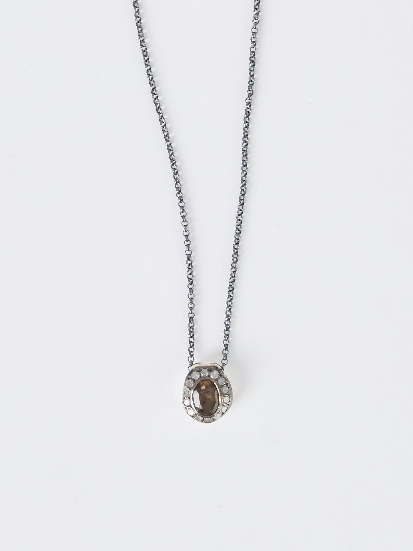 Rosa Maria Necklace – Icy Grey Diamonds & Smoky Quartz (Fine)