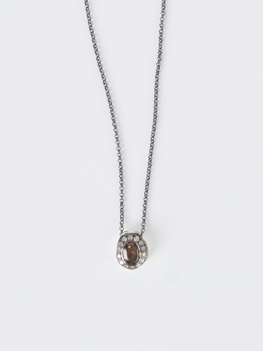 Rosa Maria Necklace – Icy Grey Diamonds & Smoky Quartz (Fine)