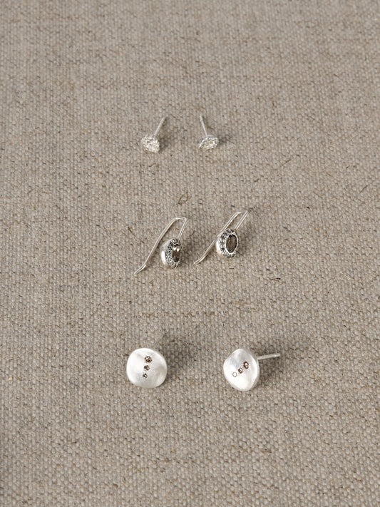 BO 113 Earrings – Smoky Quartz, Icy Grey Diamonds