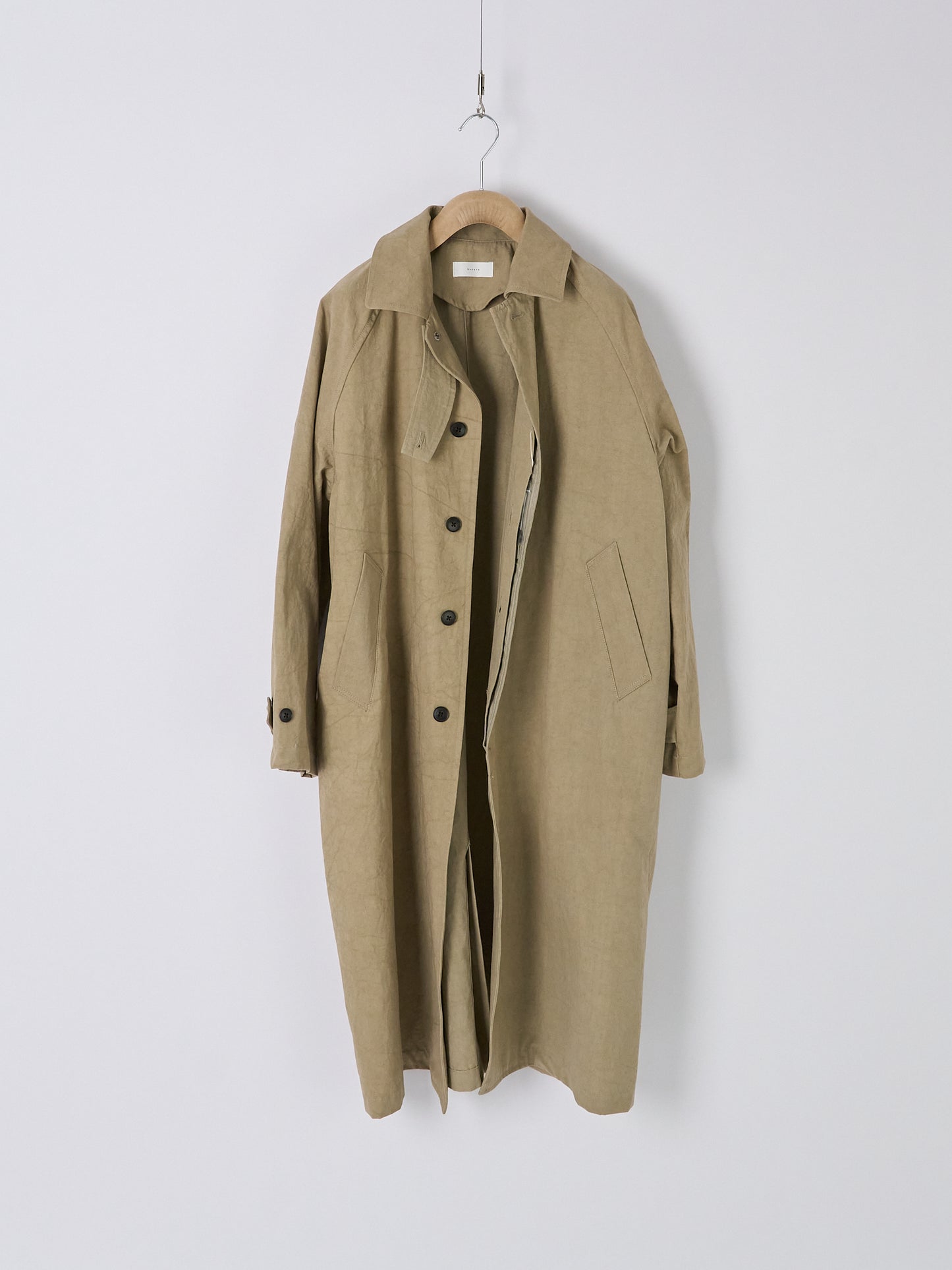 Cotton Bal (Balmacaan) Coat - Beige
