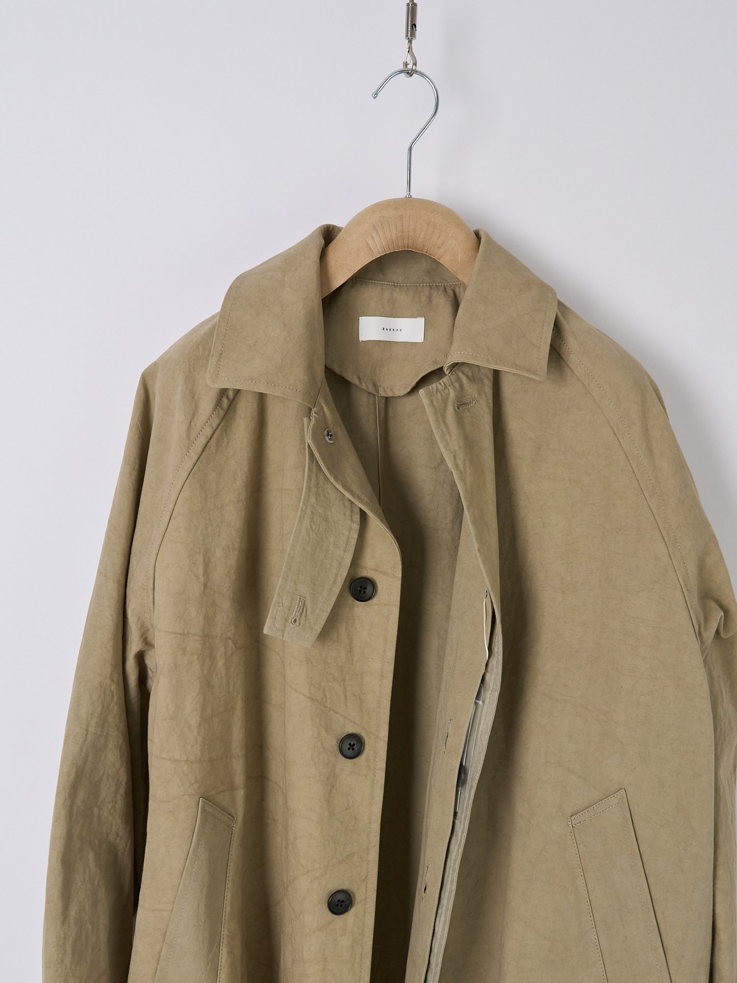 Cotton Bal (Balmacaan) Coat - Beige