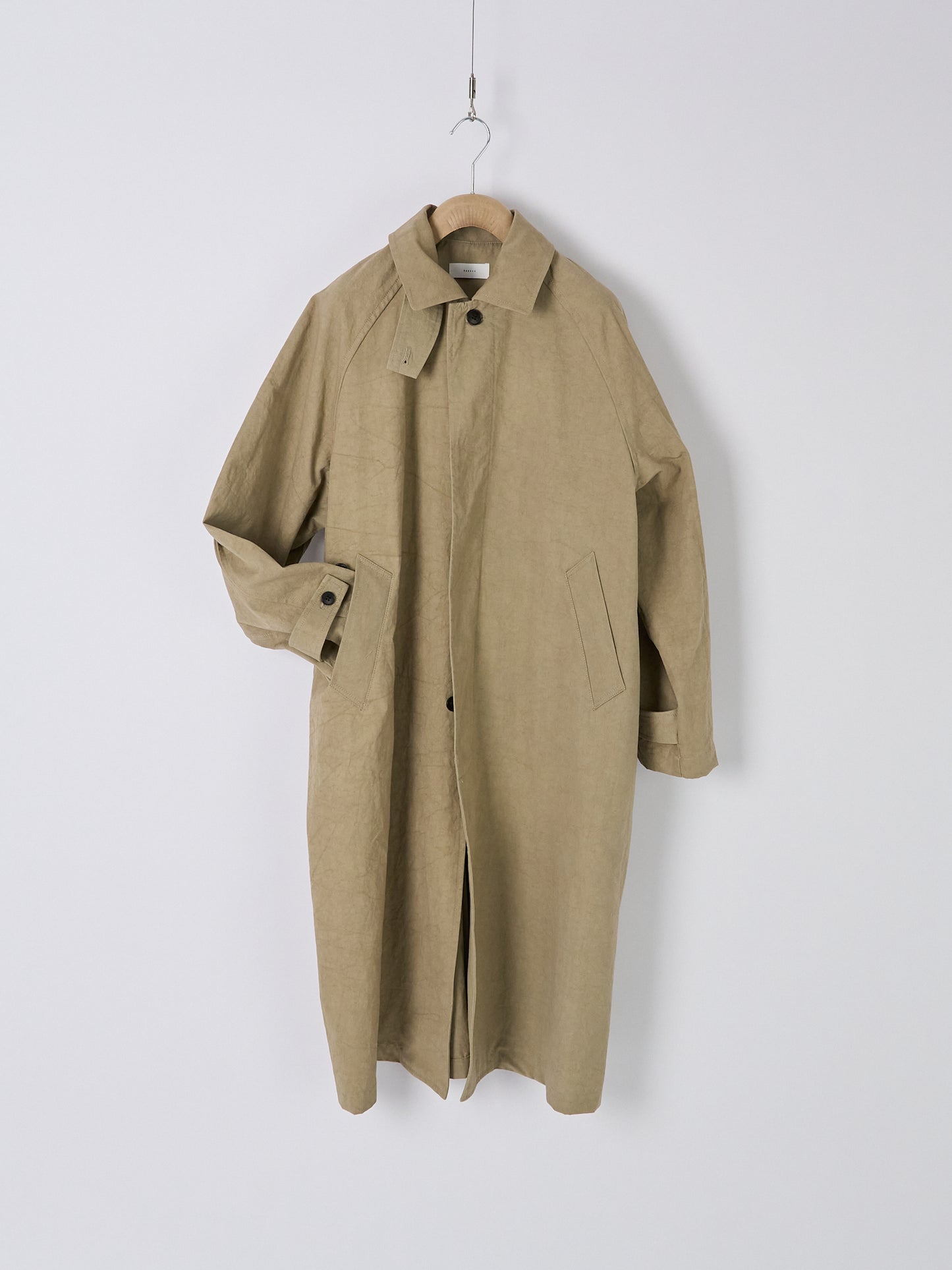 Cotton Bal (Balmacaan) Coat - Beige