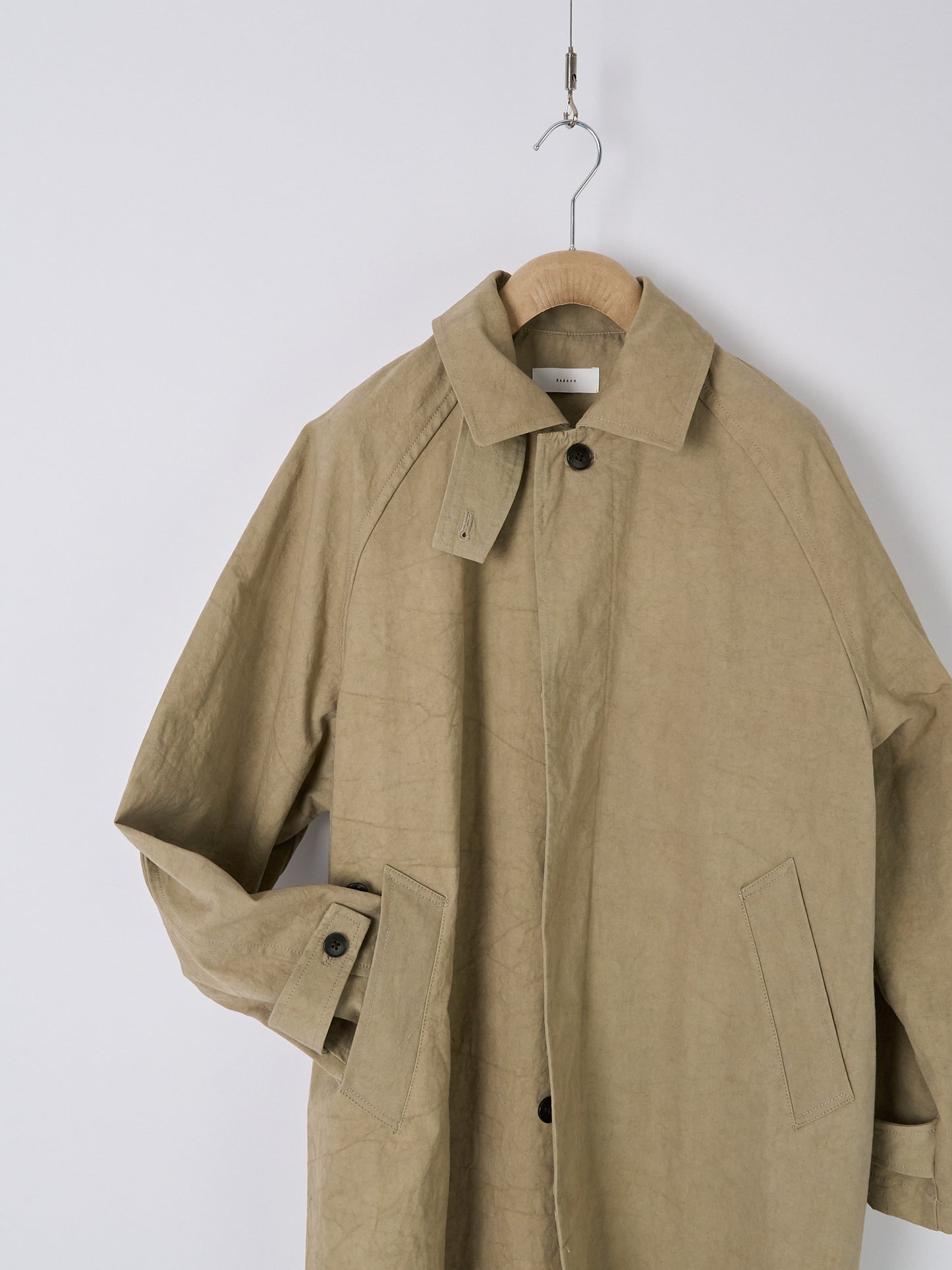 Cotton Bal (Balmacaan) Coat - Beige