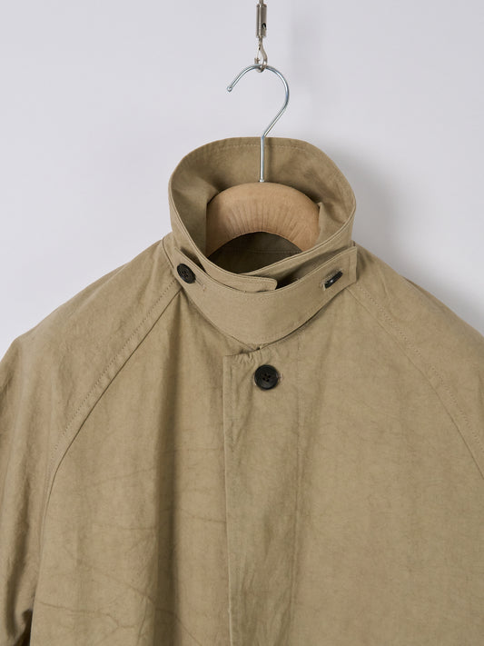 Cotton Bal (Balmacaan) Coat - Beige