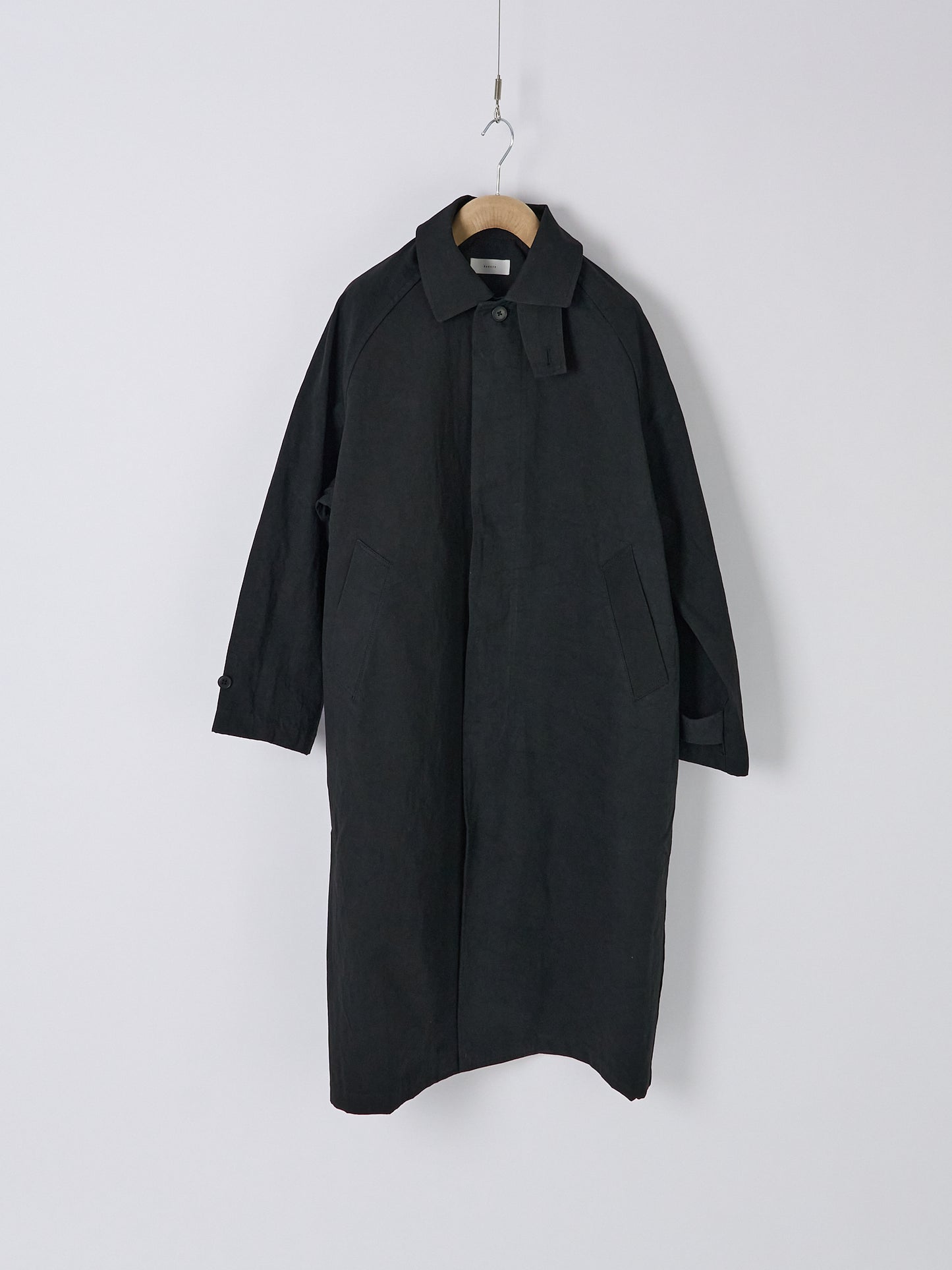 Cotton Bal (Balmacaan) Coat - Black