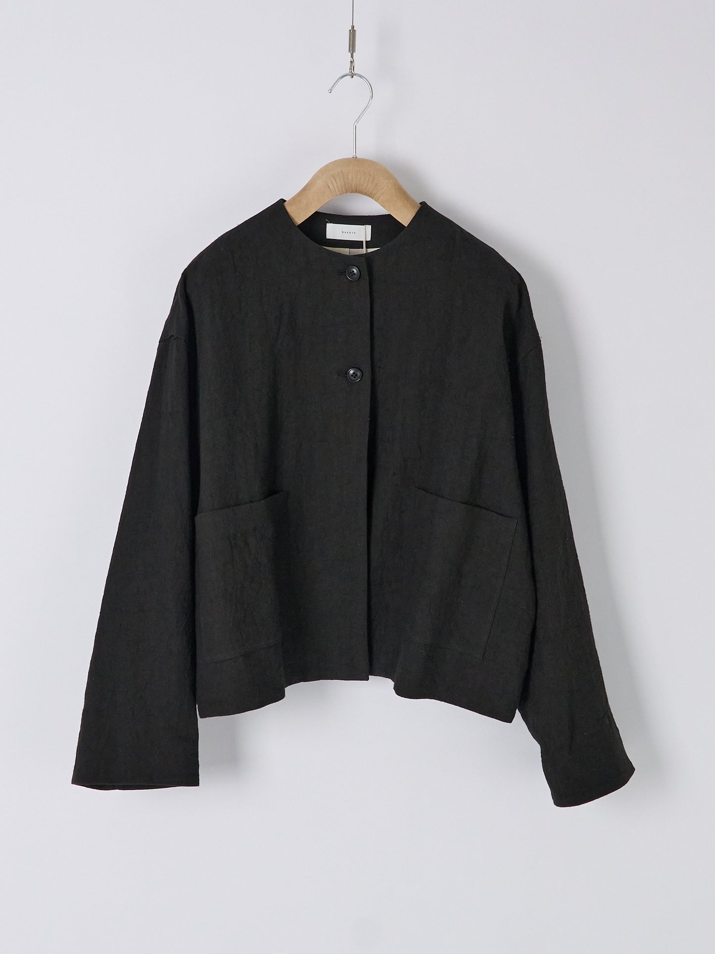Collarless Jacket - Black