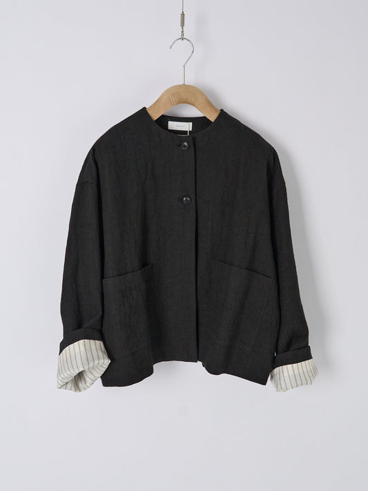 Collarless Jacket - Black