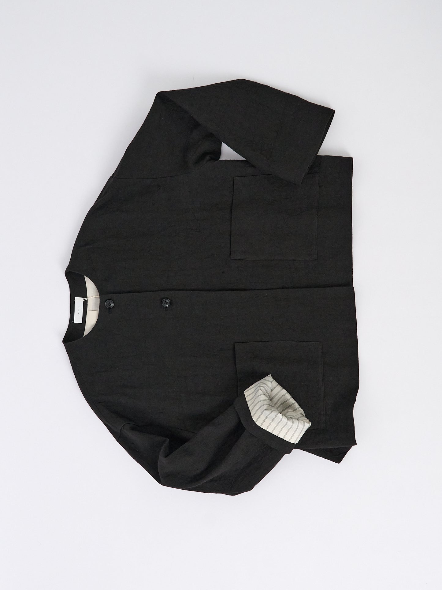 Collarless Jacket - Black