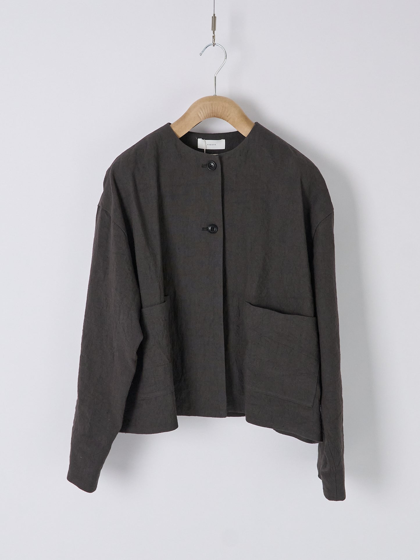 Collarless Jacket - Charcoal