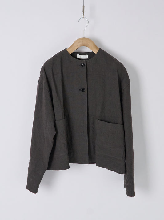 Collarless Jacket - Charcoal