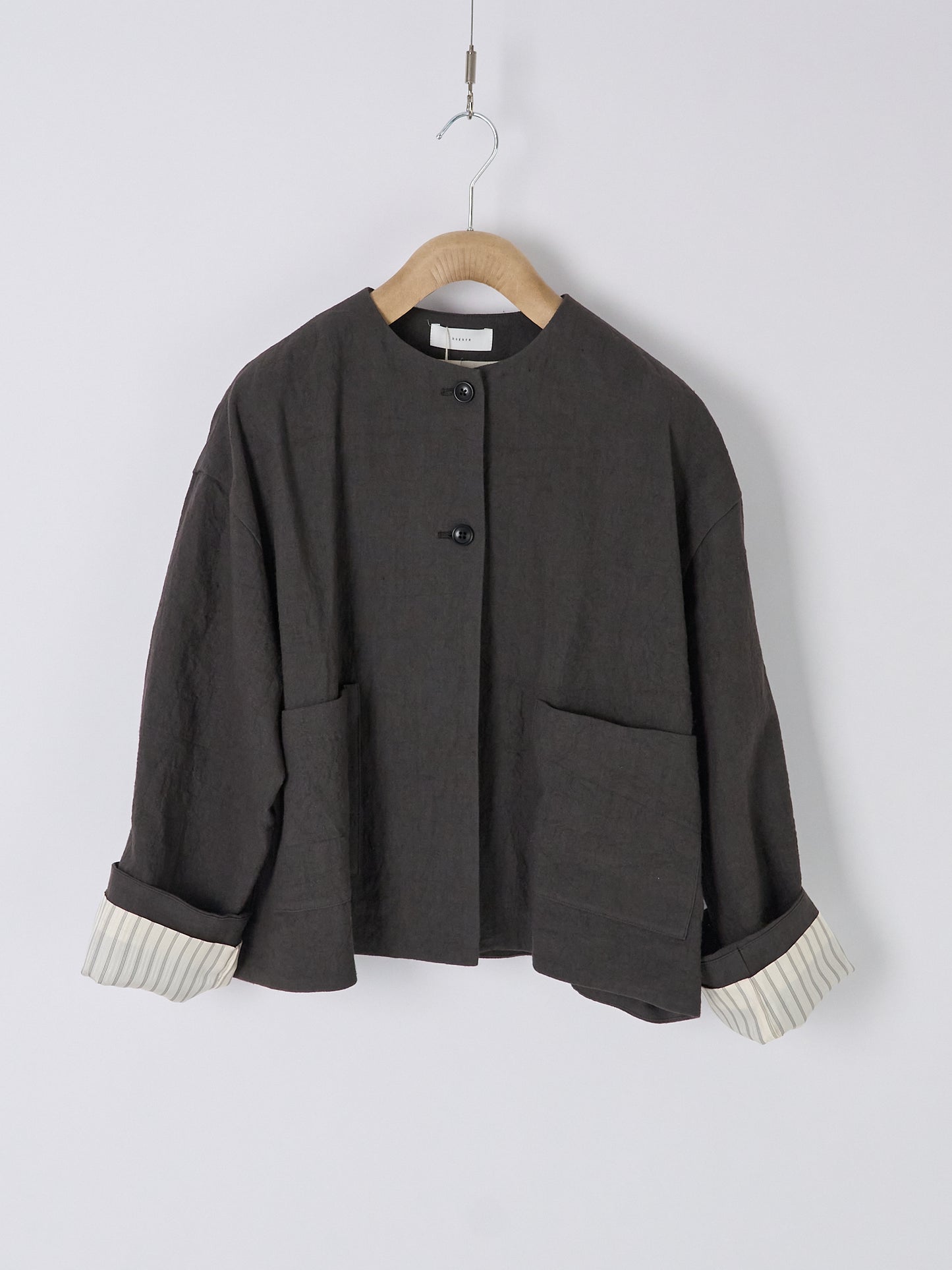 Collarless Jacket - Charcoal