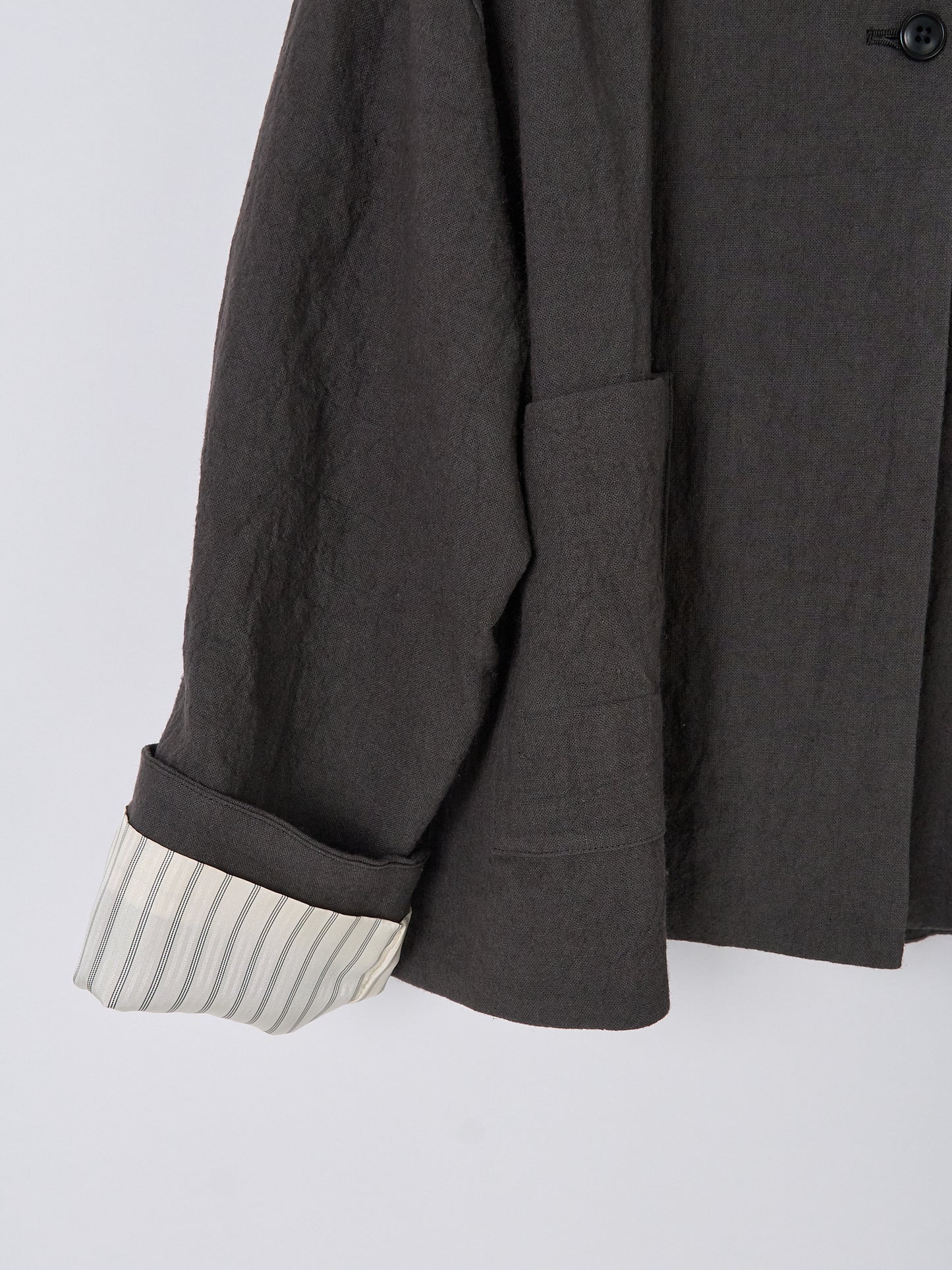 Collarless Jacket - Charcoal