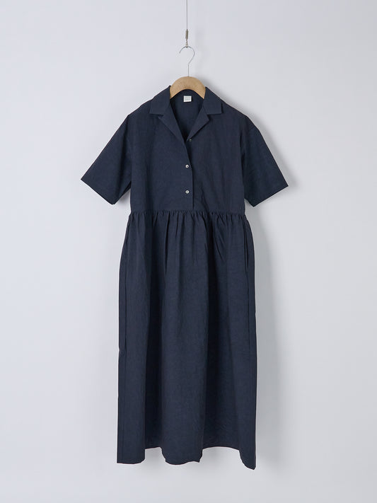 Open Collar Dress - Navy