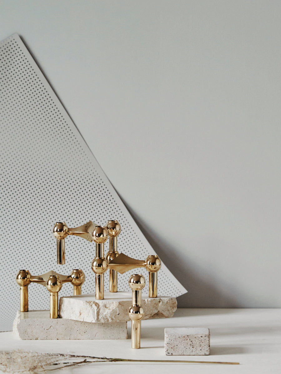 STOFF Nagel Candle Holder Set of 3 Solid Brass