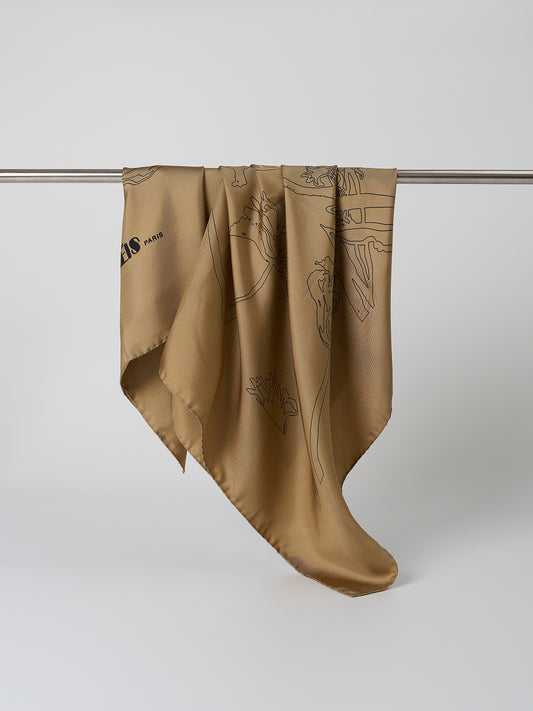 Nostalgia Silk Scarf - Almond 90cm